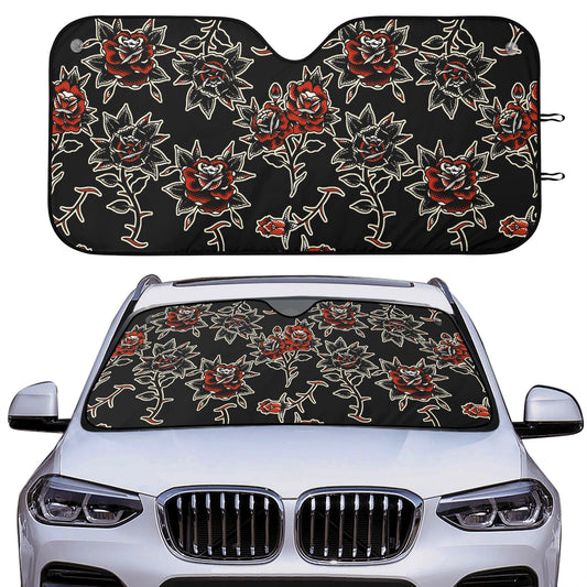 Parasol para coche con patrón de rosas