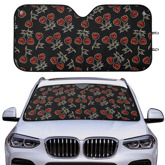 Parasol para coche con cerezas y calaveras