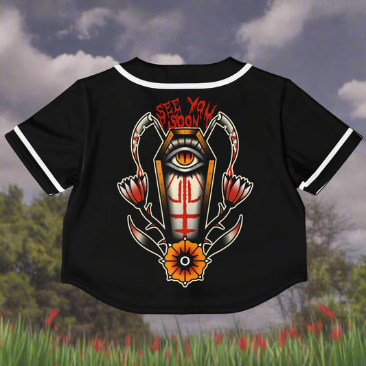 See You Soon Cropped Baseball Jersey