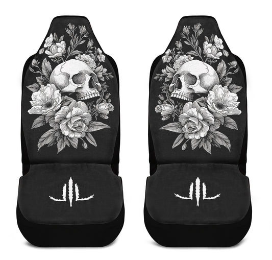 Flowering Skull Car Seat Cover
