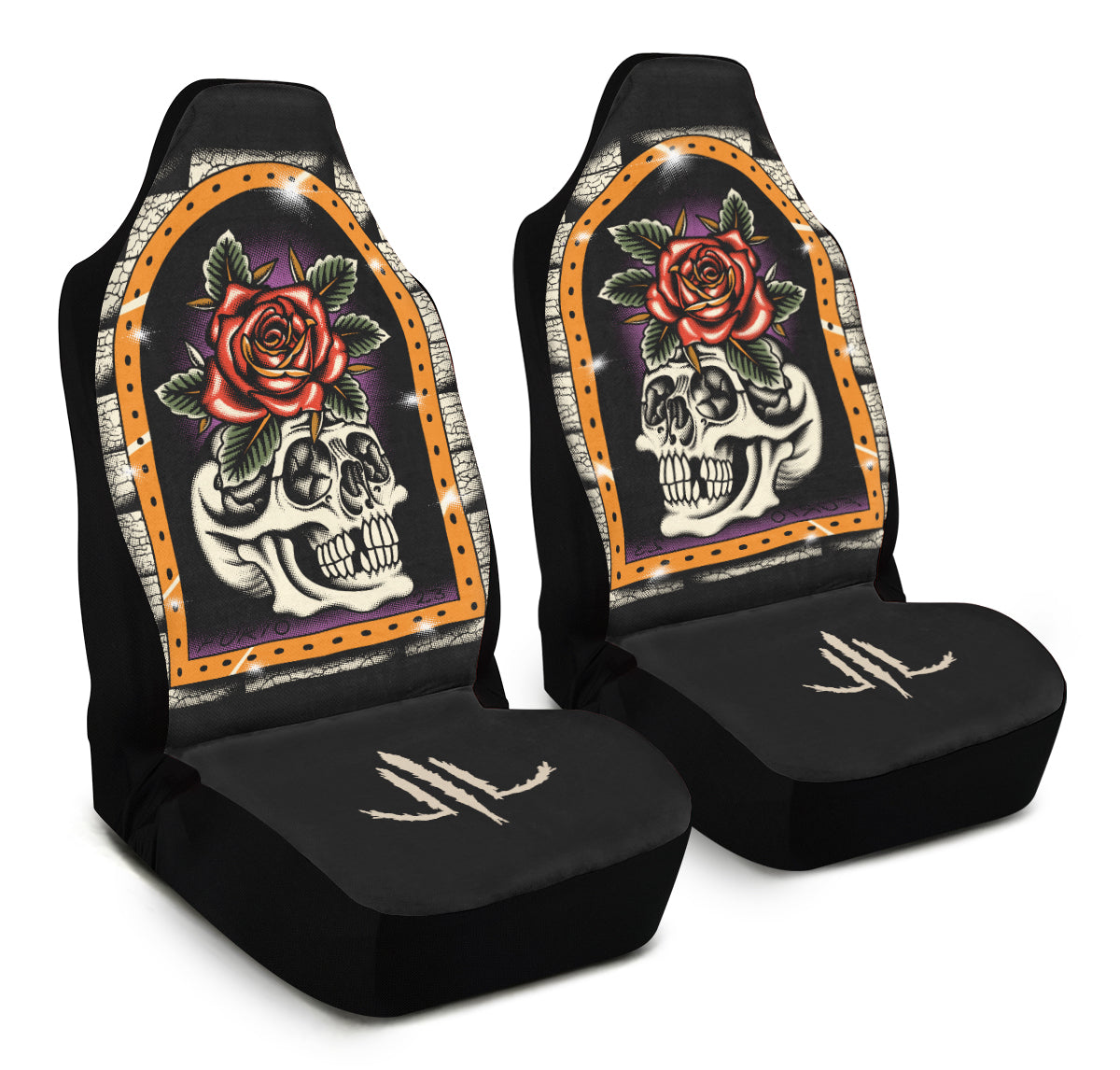 Furio Rose Skull Car Seat Covers