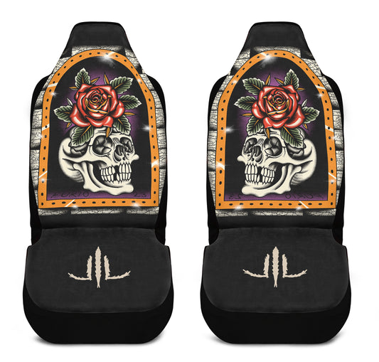 Furio Rose Skull Car Seat Covers