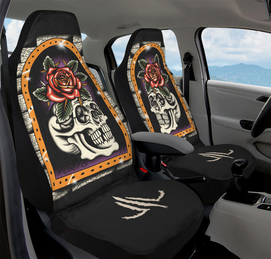 Furio Rose Skull Car Seat Covers