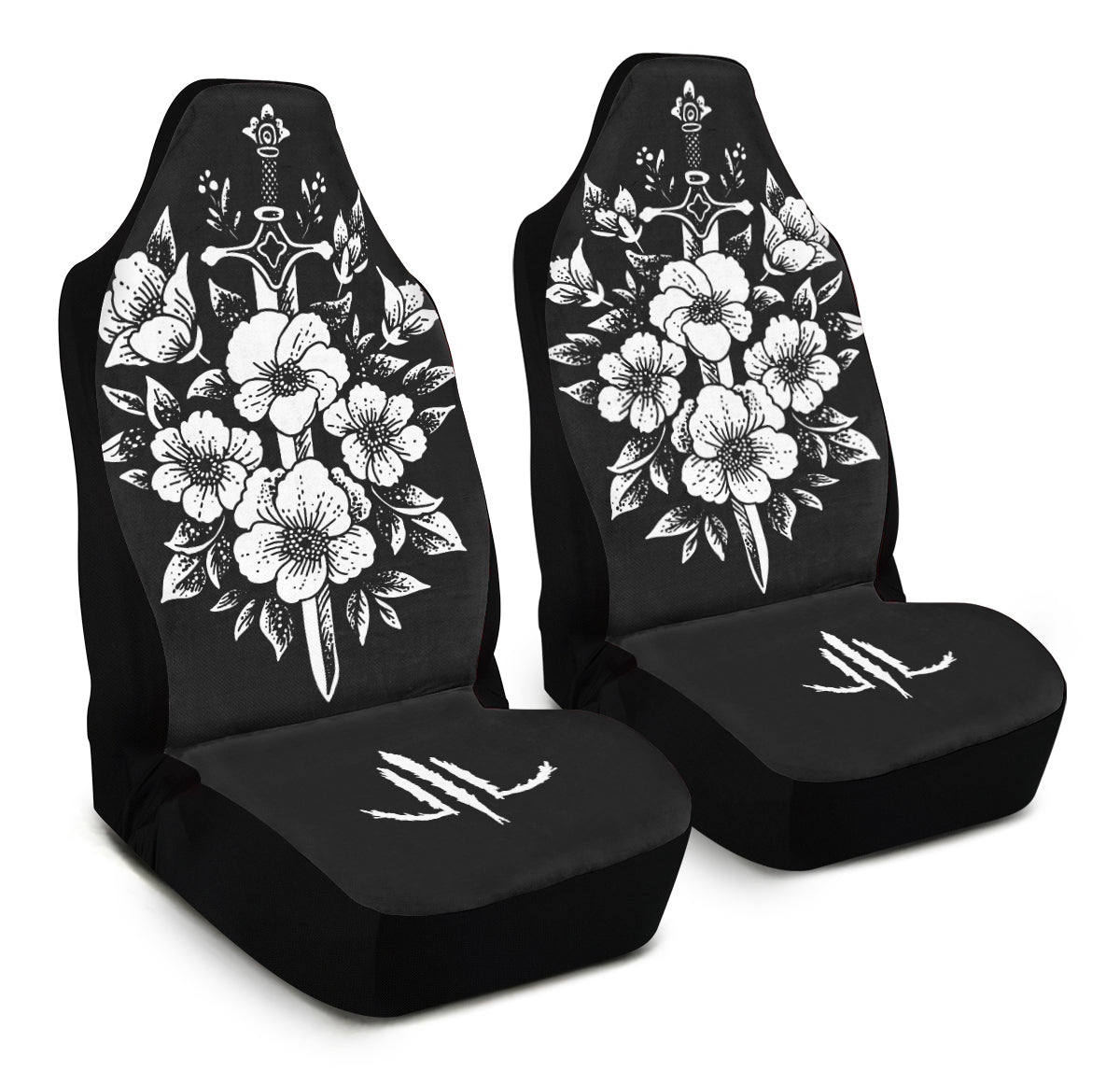 Minimalist Dagger Flowers Car Seat Cover