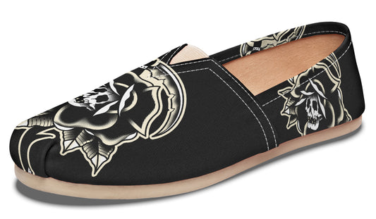 Black Rose Scythe Skull Casual Shoes