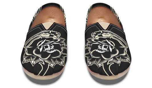 Black Rose Scythe Skull Casual Shoes