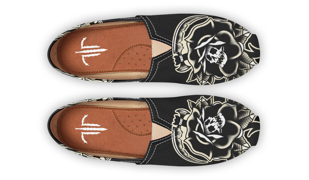 Black Rose Scythe Skull Casual Shoes