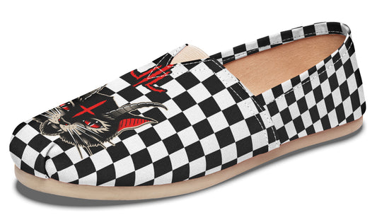 Cat Demon Checkered Casual Shoes