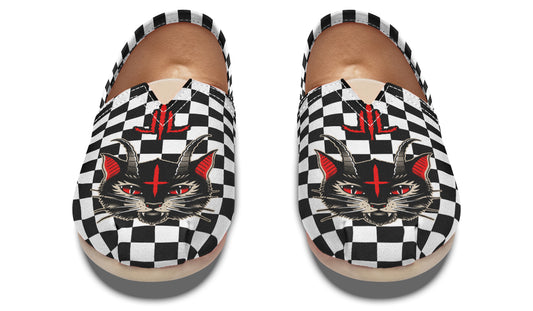Cat Demon Checkered Casual Shoes