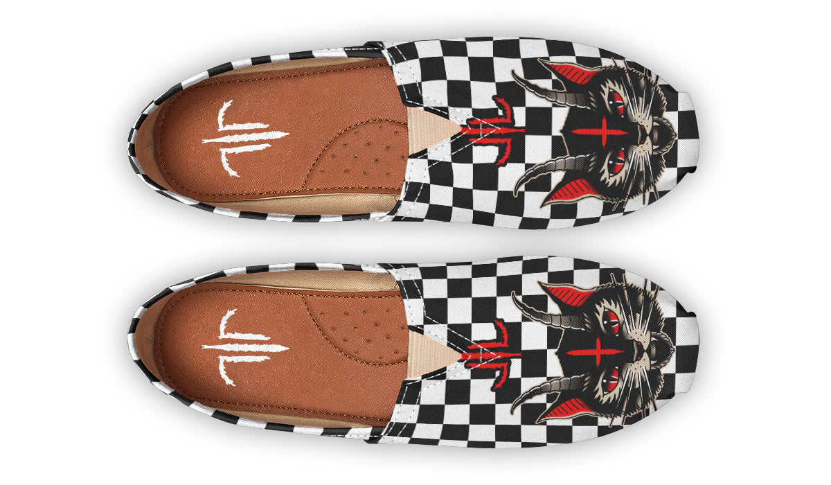 Cat Demon Checkered Casual Shoes