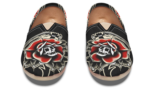 Red Rose Scythe Skull Casual Shoes