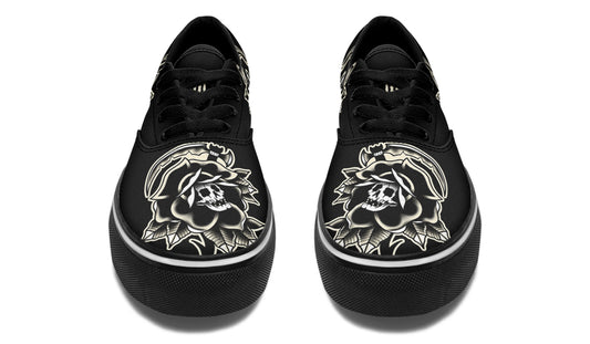 Black Rose Scythe Skull Classic Shoes