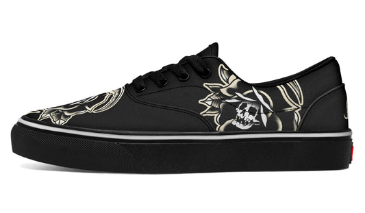 Black Rose Scythe Skull Classic Shoes