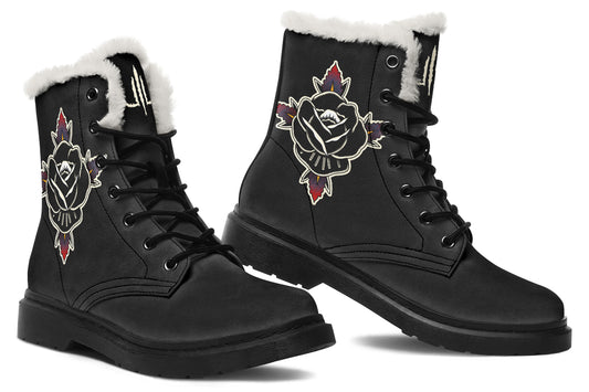 Black Rose Comfy Boots
