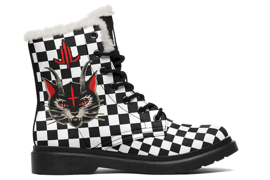 Cat Demon Checkered Comfy Boots
