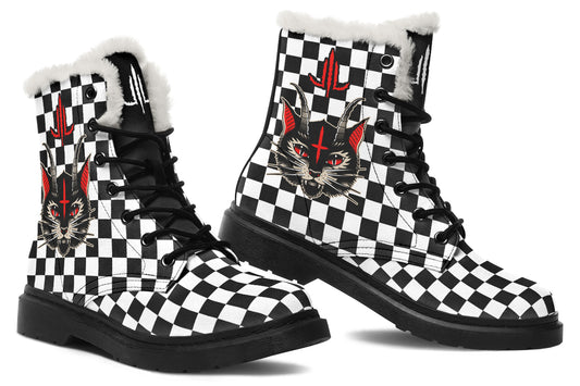 Cat Demon Checkered Comfy Boots