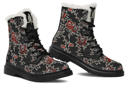 Pattern Rose Comfy Boots