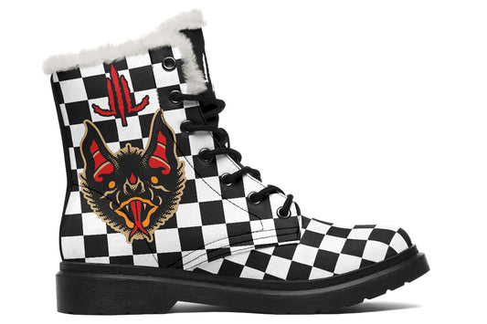 Vampire Bat Checkered Comfy Boots