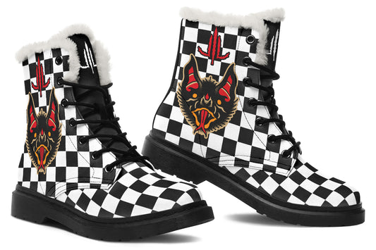 Vampire Bat Checkered Comfy Boots