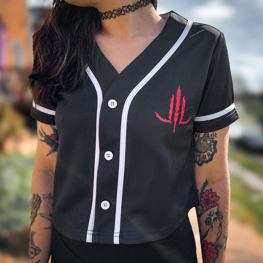 Jersey de béisbol recortada con murciélago tradicional