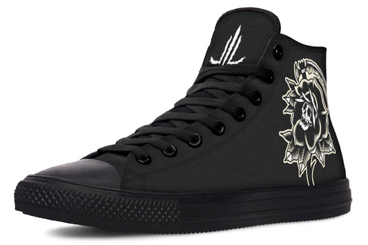 Black Rose Scythe Skull High Tops