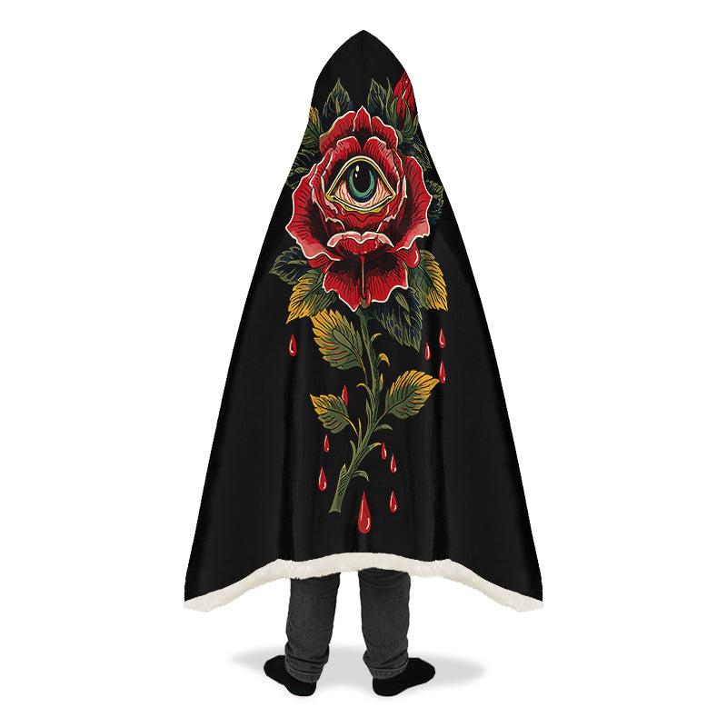 Bleeding Eye Rose Hooded Blanket