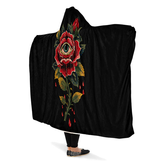 Bleeding Eye Rose Hooded Blanket