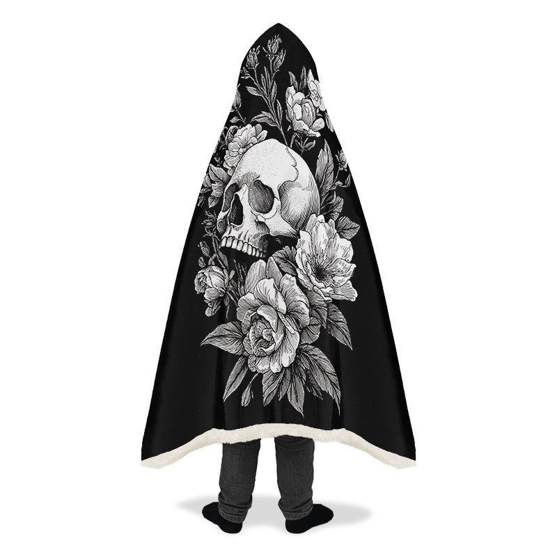 Flowering Skull Hooded Blanket