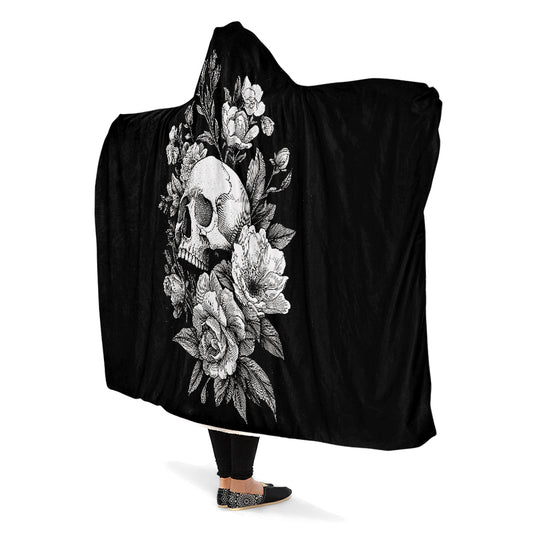Flowering Skull Hooded Blanket