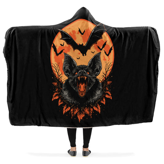 Halloween Fall Bats Hooded Blanket