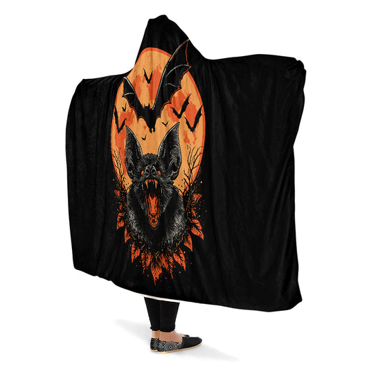 Halloween Fall Bats Hooded Blanket