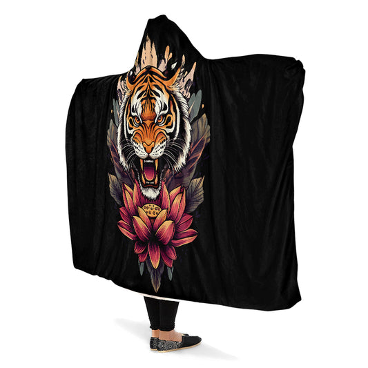 Lotus Tiger Hooded Blankets