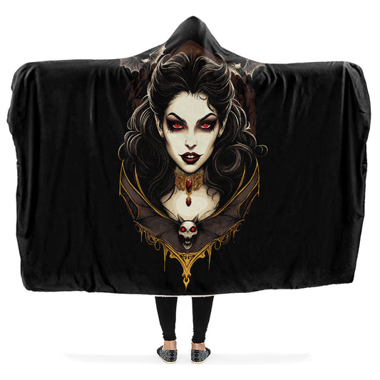 Neo Traditional Vampire Girl Hooded Blanket