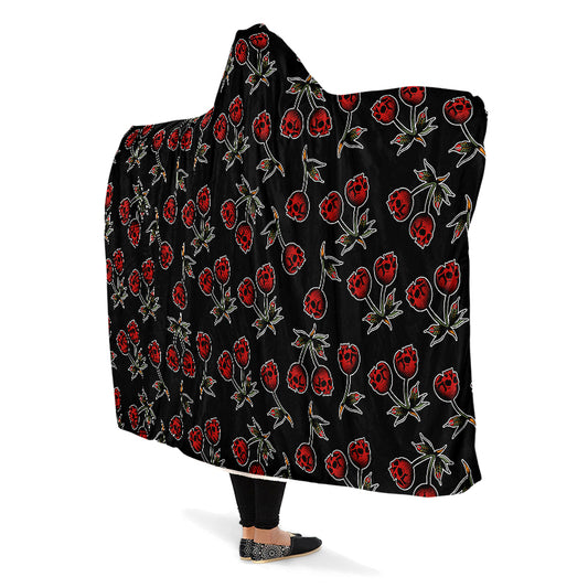 Skull Cherry Hooded Blanket