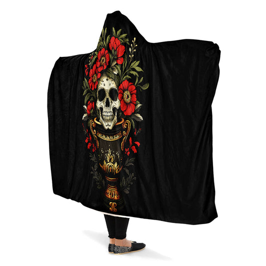 Skull Vase Hooded Blanket