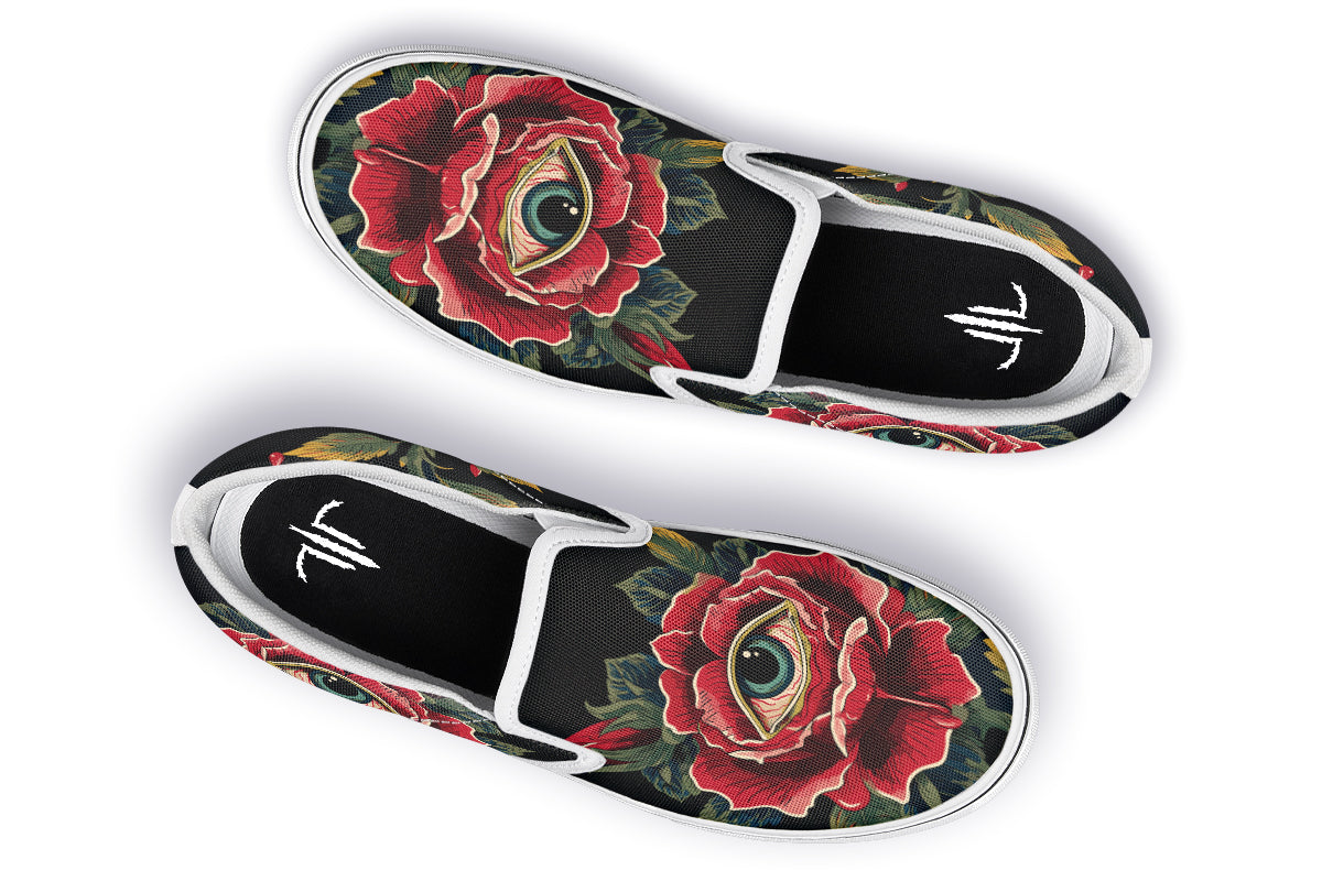 Bleeding Eye Rose Slip On Shoes