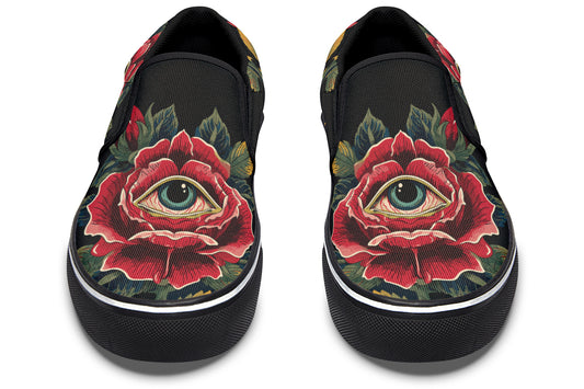 Bleeding Eye Rose Slip On Shoes