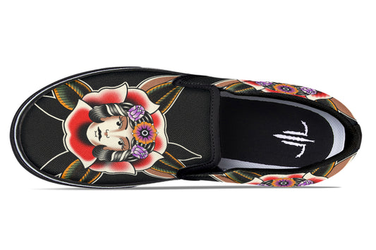 Blooming Girl Head Slip On Shoes