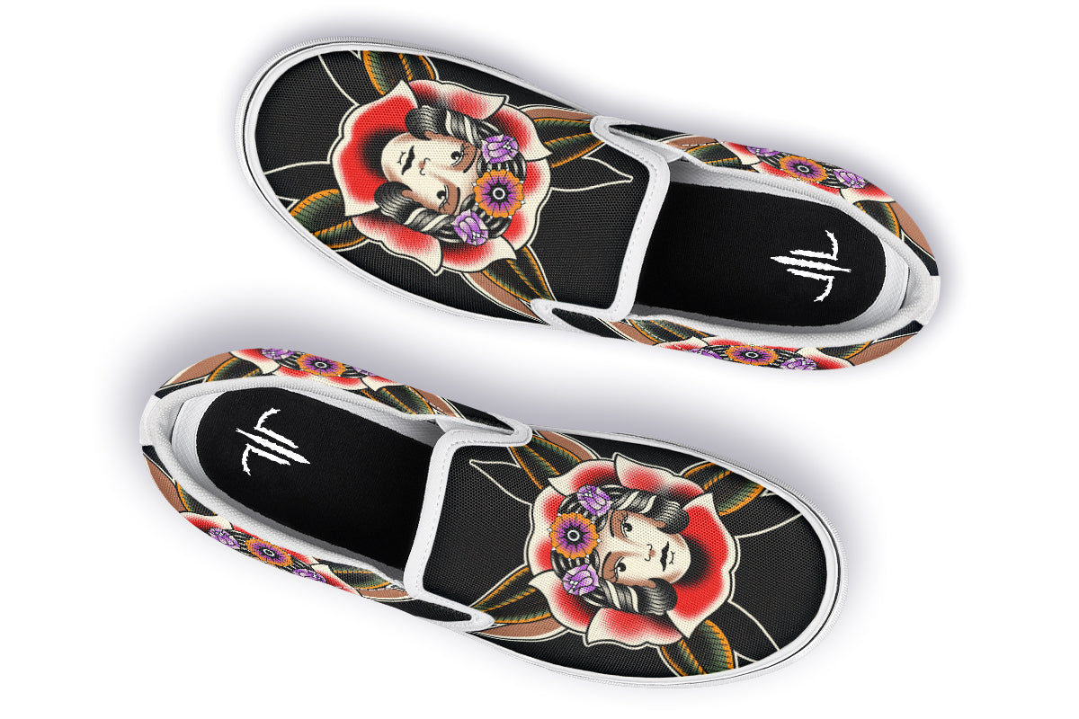 Blooming Girl Head Slip On Shoes