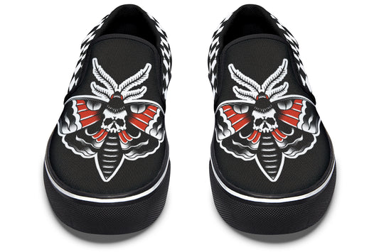 Checkered Death Moth Slip On Shoes