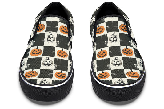 Checkered Pumpkins Slip On Shoes