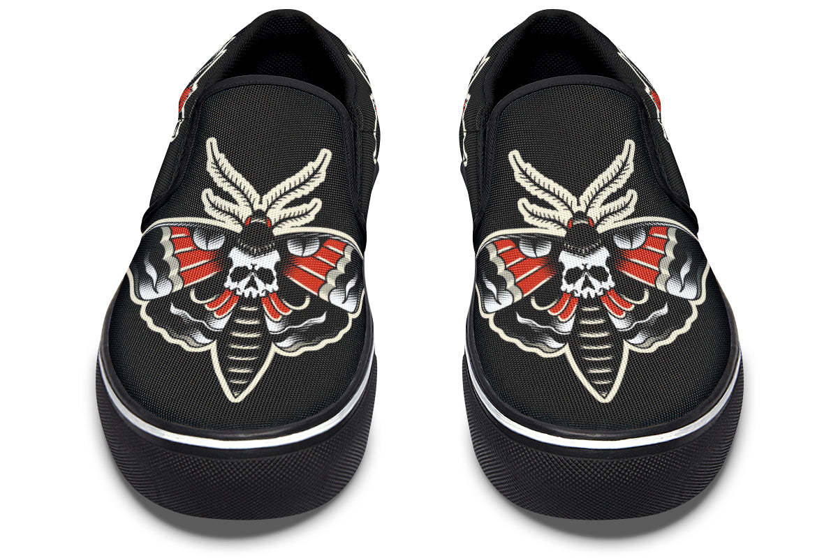 Moths & Skulls hotsell Men’s slip-on canvas shoes