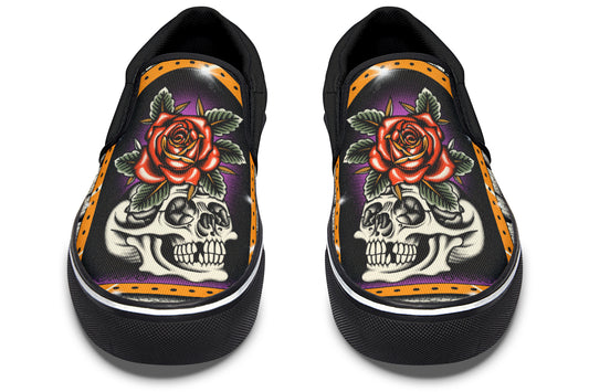 Furio Rose Skull Slip On Shoes
