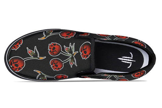 Skull Cherry Slip On Shoes