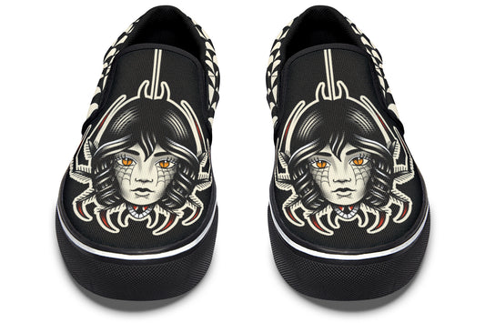 Traditional Spider Girl Head Slip On Shoes