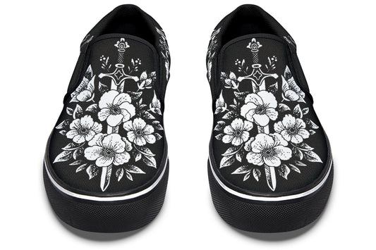 Minimalist Dagger Flowers Slip On Shoes