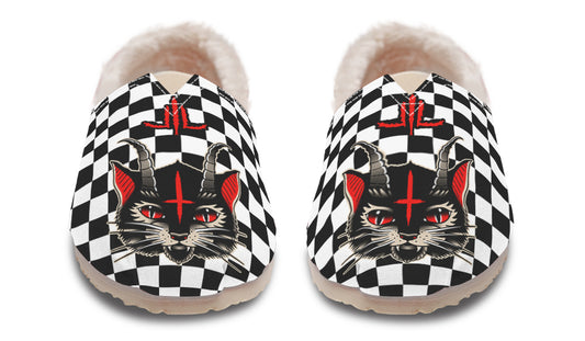 Cat Demon Checkered Winter Casual Shoes