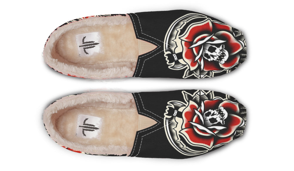 Red Rose Scythe Skull Winter Casual Shoes