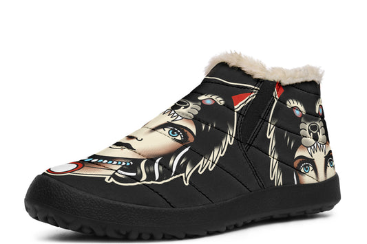 Wolf Cowl Girl Head Winter Sneakers