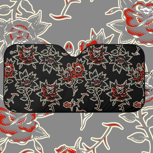 Parasol para coche con patrón de rosas